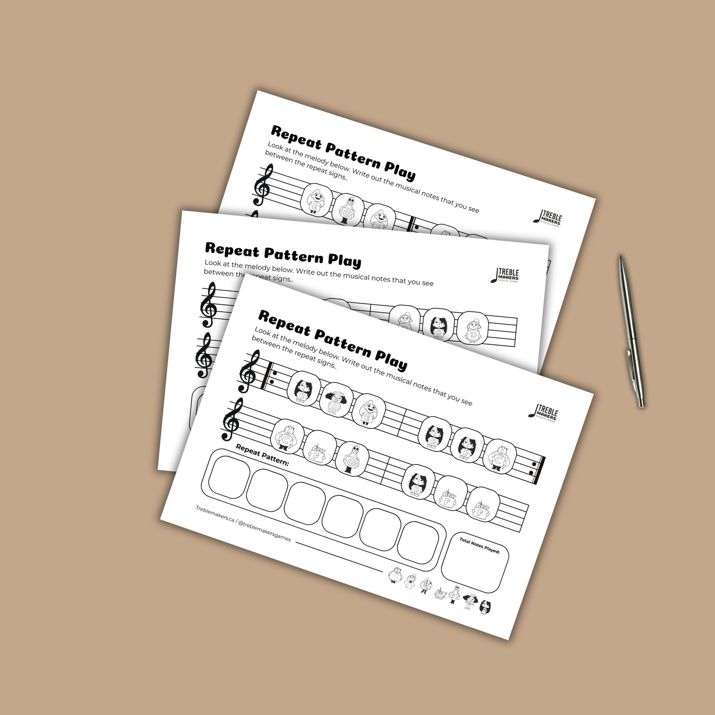 Repeat Pattern Play – Musical Alphabet Activity Sheet - Set 4