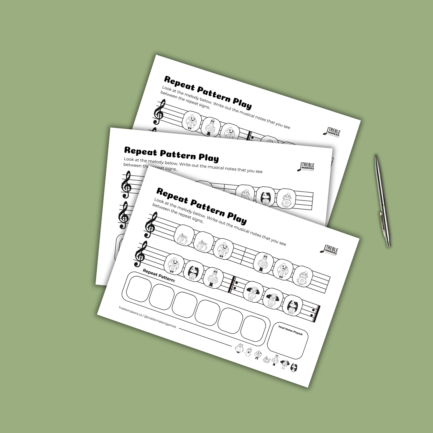 Repeat Pattern Play – Musical Alphabet Activity Sheet - Set 5
