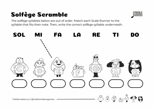 Solfège Scramble – Note & Syllable Matching Activity Sheets - Set 1