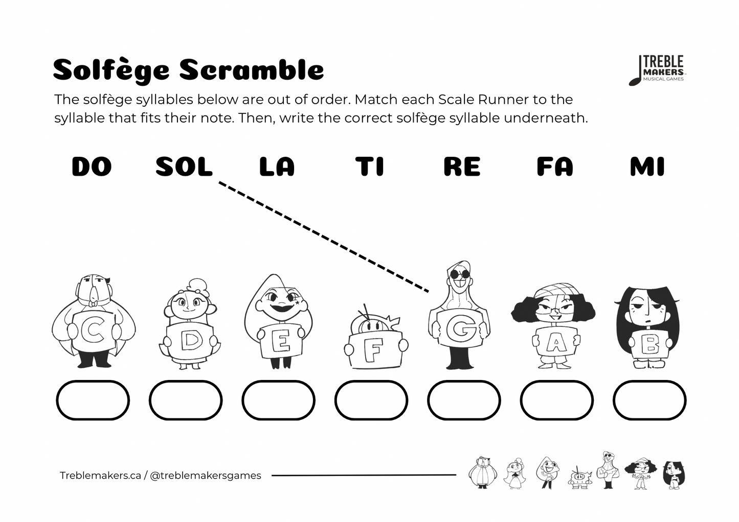 Solfège Scramble – Note & Syllable Matching Activity Sheets - Set 1