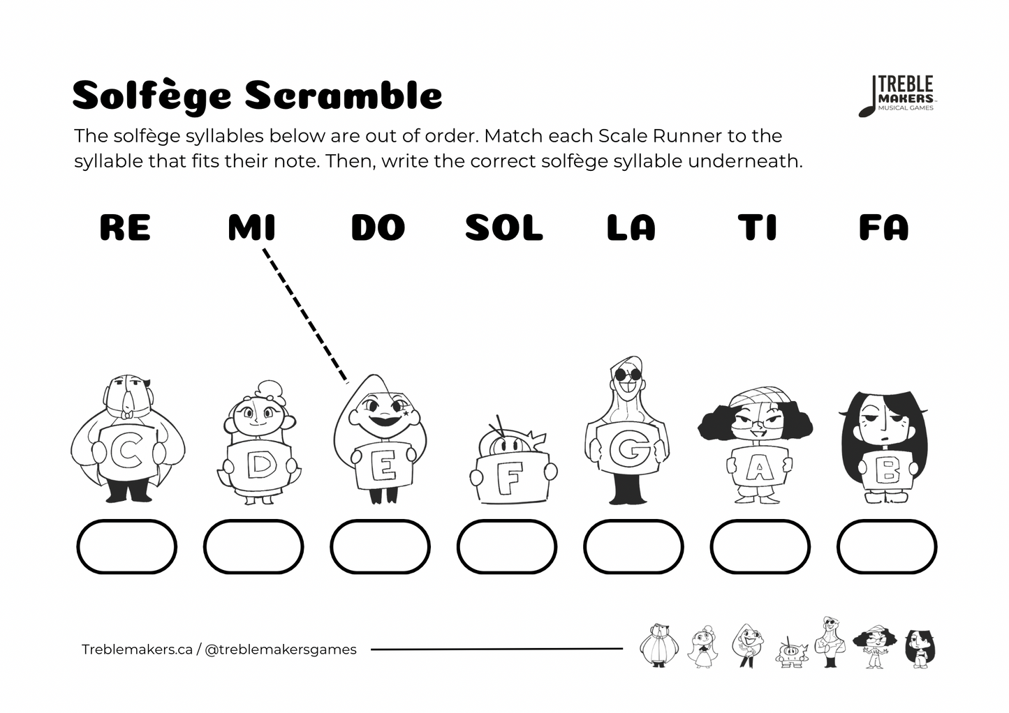 Solfège Scramble – Note & Syllable Matching Activity Sheets - Set 2