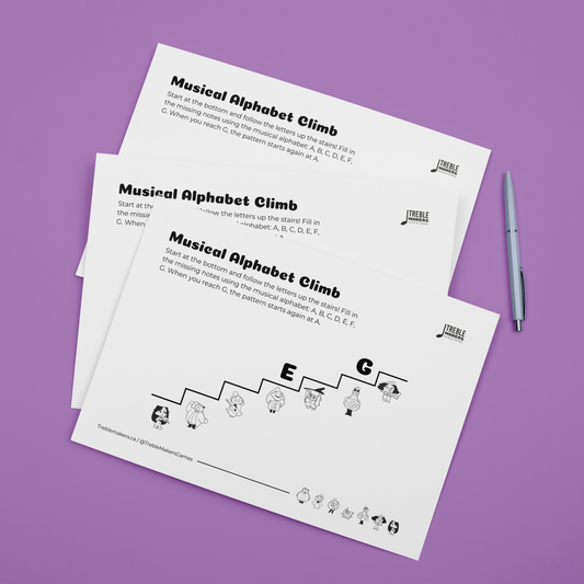 Music Alphabet Climb – Note Sequencing Activity Sheets - Set 1