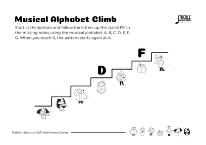 Music Alphabet Climb – Note Sequencing Activity Sheets - Set 2