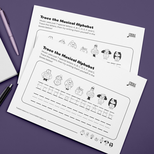 Trace the Musical Alphabet – Handwriting Practice Activity Sheets