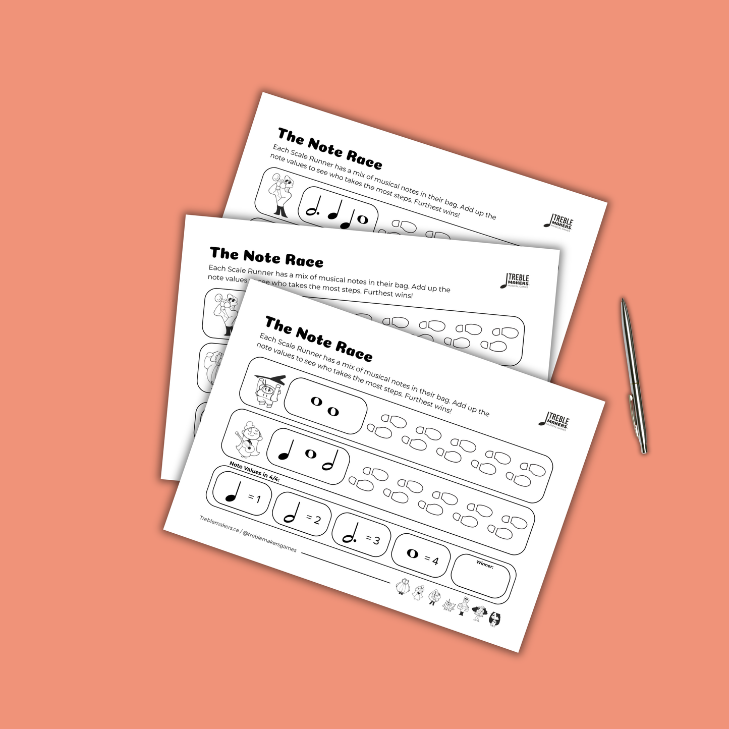 The Note Race – Note Value Activity Sheets - Set 2
