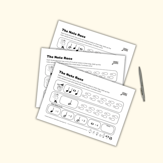 The Note Race – Note Value Activity Sheets - Set 7