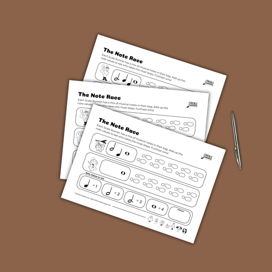 The Note Race – Note Value Activity Sheets - Set 10