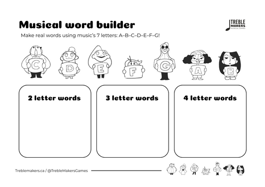 Musical Word Builder – Note-Based Spelling Activity Sheet
