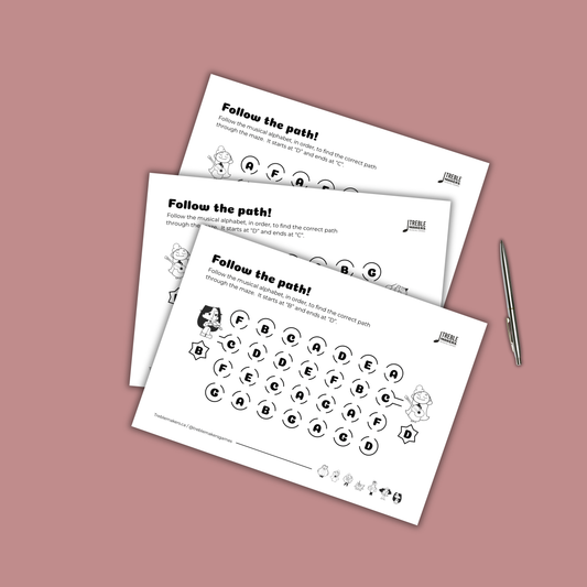Follow the Path – Musical Alphabet Maze Activity Sheets - Set 5
