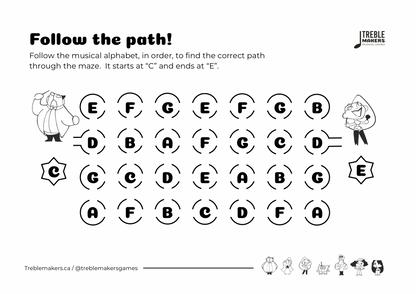 Follow the Path – Musical Alphabet Maze Activity Sheets - Set 2