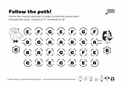 Follow the Path – Musical Alphabet Maze Activity Sheets - Set 2