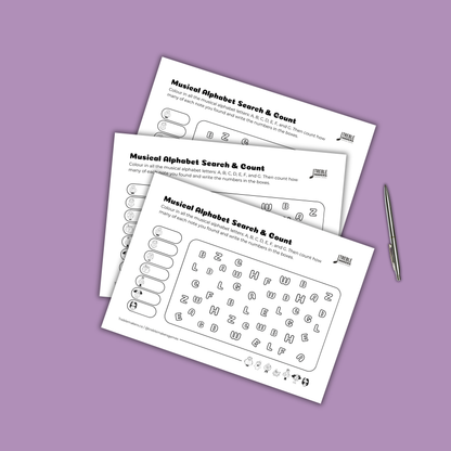Musical Alphabet — Search and Count Activity Sheets - Set 1