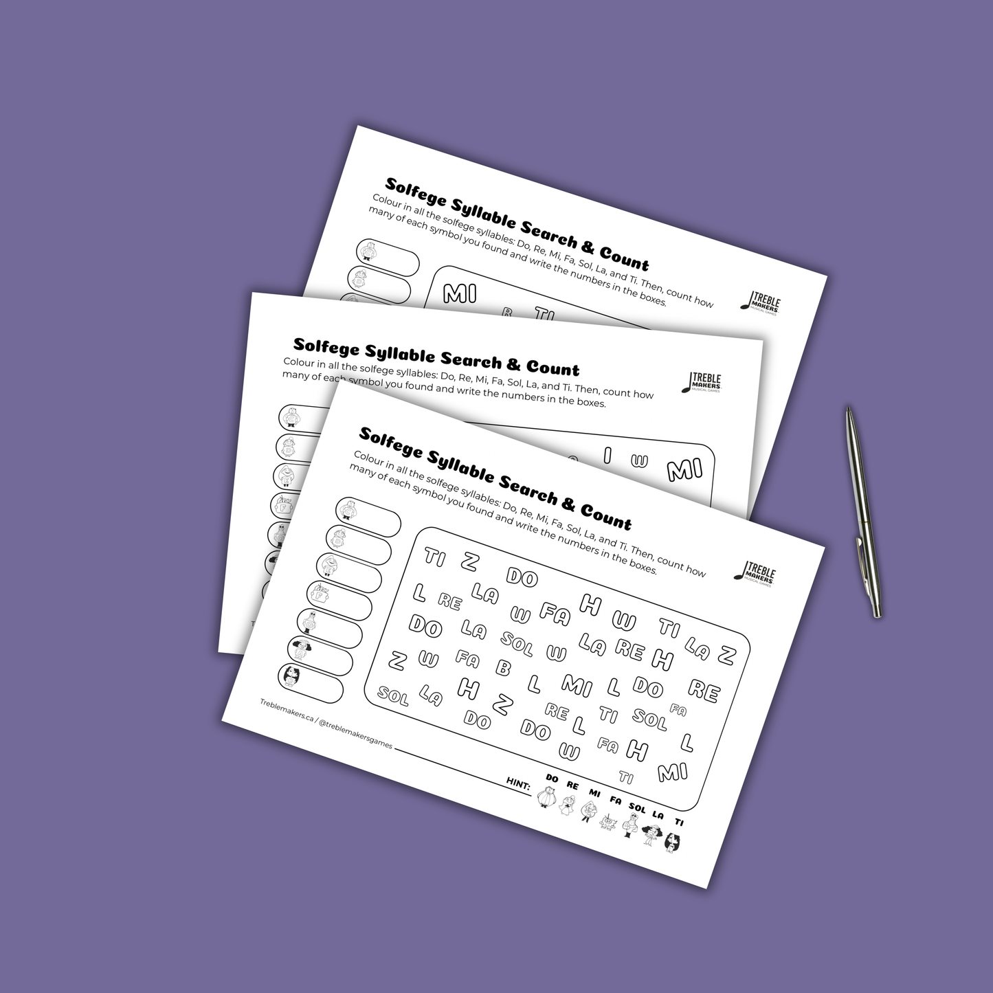 Musical Alphabet — Search and Count Activity Sheets - Set 2
