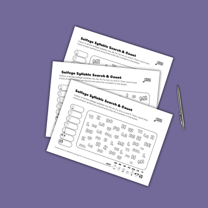 Musical Alphabet — Search and Count Activity Sheets - Set 2
