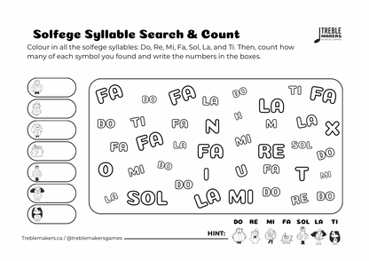 Solfege Symbols – Search and Count Activity Sheets - Set 2