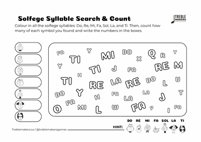 Solfege Symbols – Search and Count Activity Sheets - Set 2