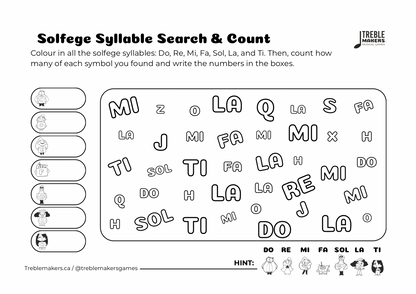 Solfege Symbols – Search and Count Activity Sheets - Set 2