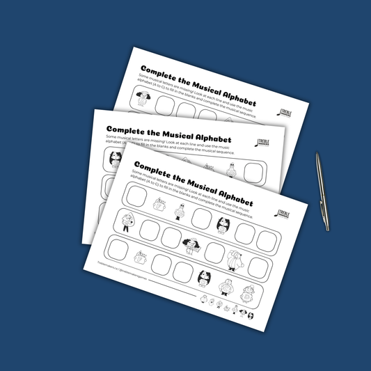 Complete the Musical Alphabet – Note Sequence Activity Sheets - Set 3