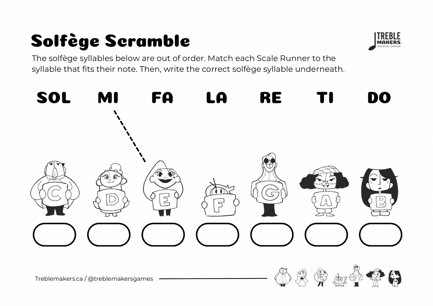 Solfège Scramble – Note & Syllable Matching Activity Sheets - Set 1