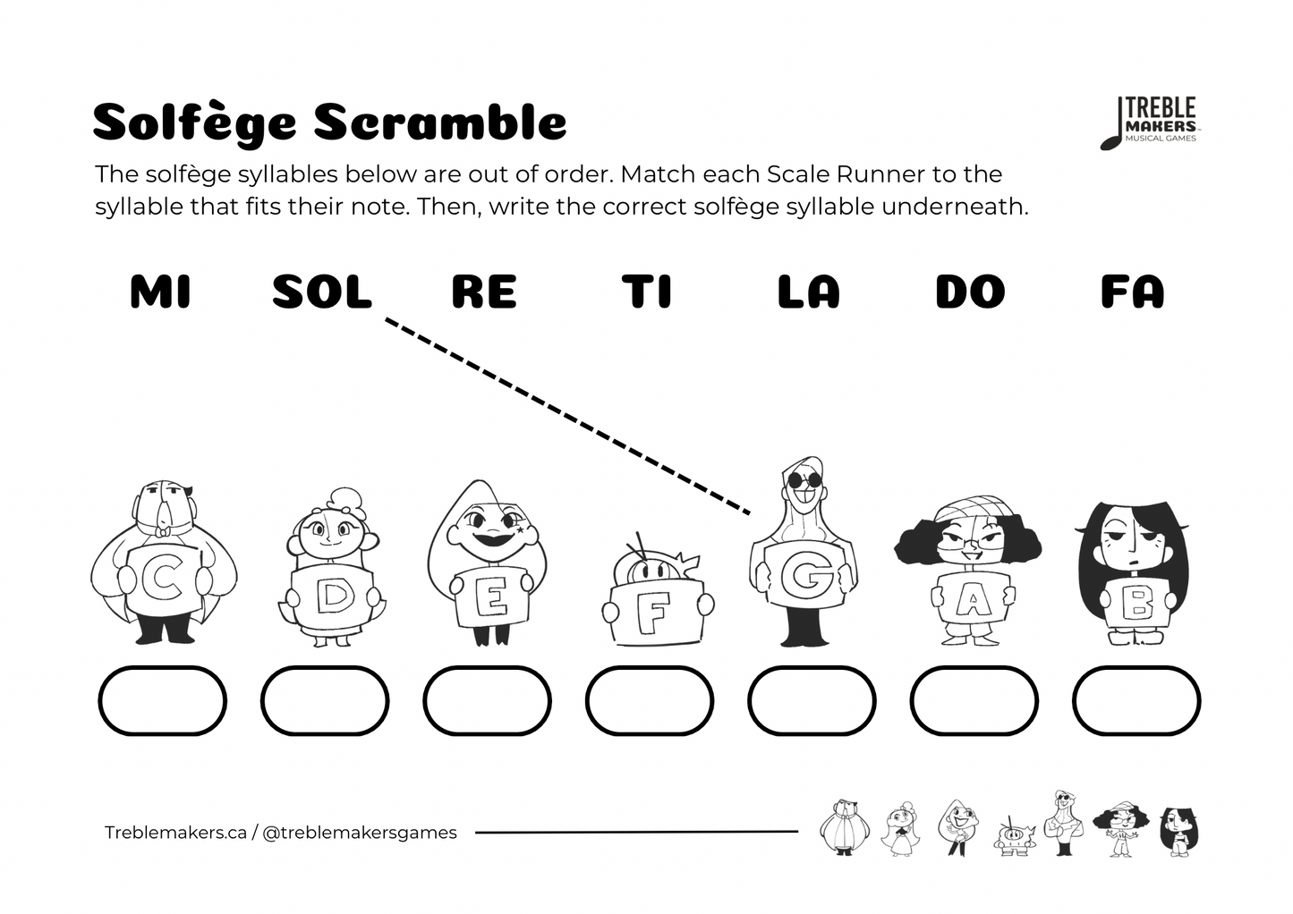Solfège Scramble – Note & Syllable Matching Activity Sheets - Set 1