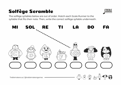 Solfège Scramble – Note & Syllable Matching Activity Sheets - Set 1