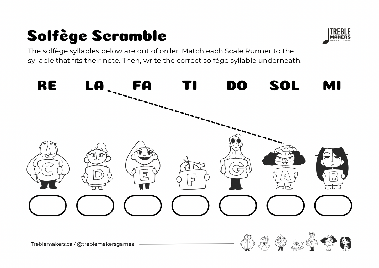 Solfège Scramble – Note & Syllable Matching Activity Sheets - Set 1