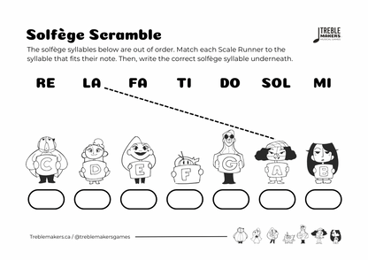 Solfège Scramble – Note & Syllable Matching Activity Sheets - Set 1