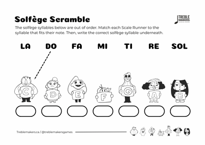 Solfège Scramble – Note & Syllable Matching Activity Sheets - Set 1