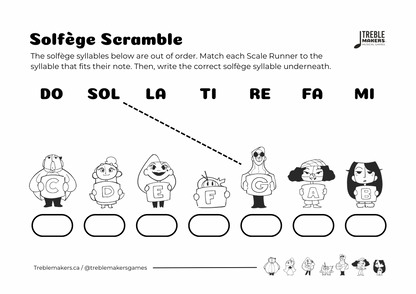Solfège Scramble – Note & Syllable Matching Activity Sheets - Set 1