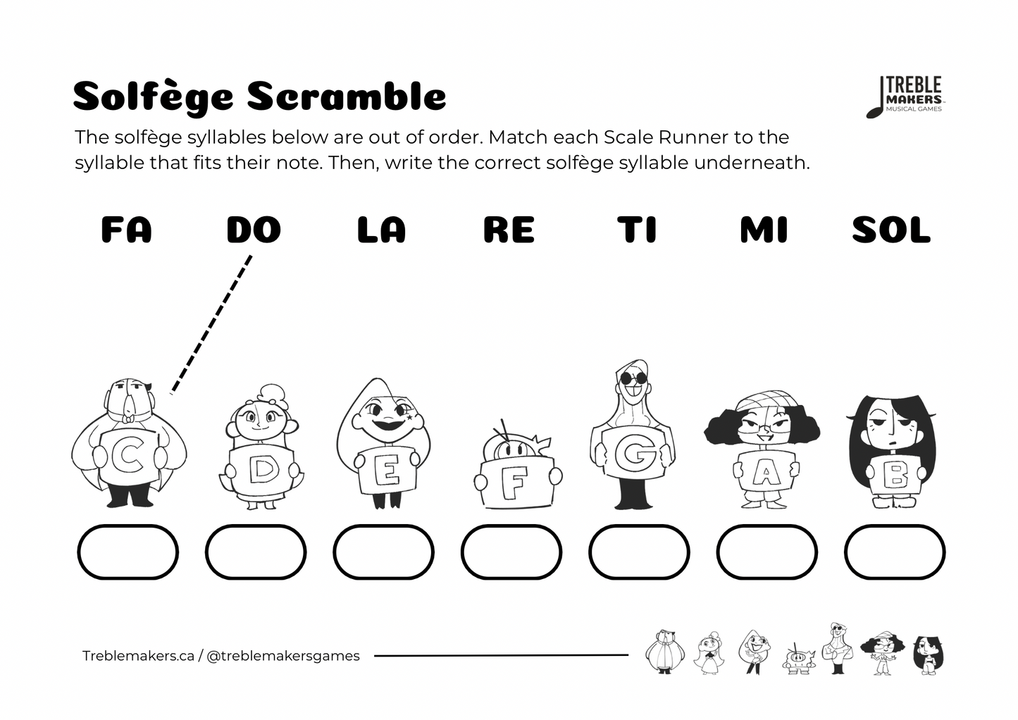 Solfège Scramble – Note & Syllable Matching Activity Sheets - Set 2
