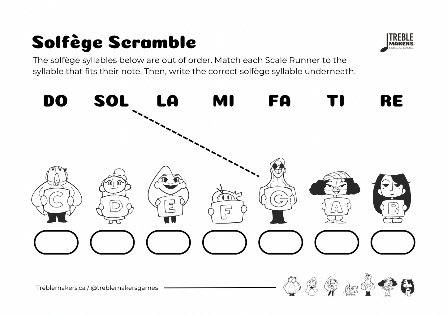 Solfège Scramble – Note & Syllable Matching Activity Sheets - Set 2