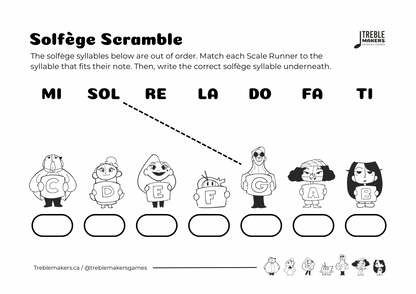 Solfège Scramble – Note & Syllable Matching Activity Sheets - Set 2