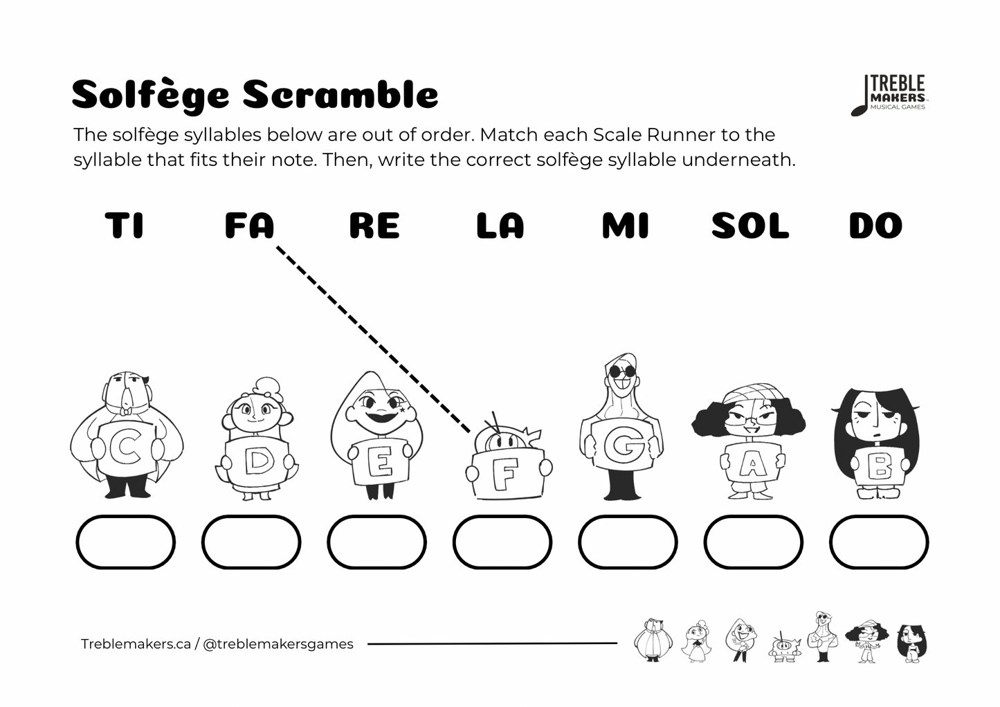 Solfège Scramble – Note & Syllable Matching Activity Sheets - Set 2