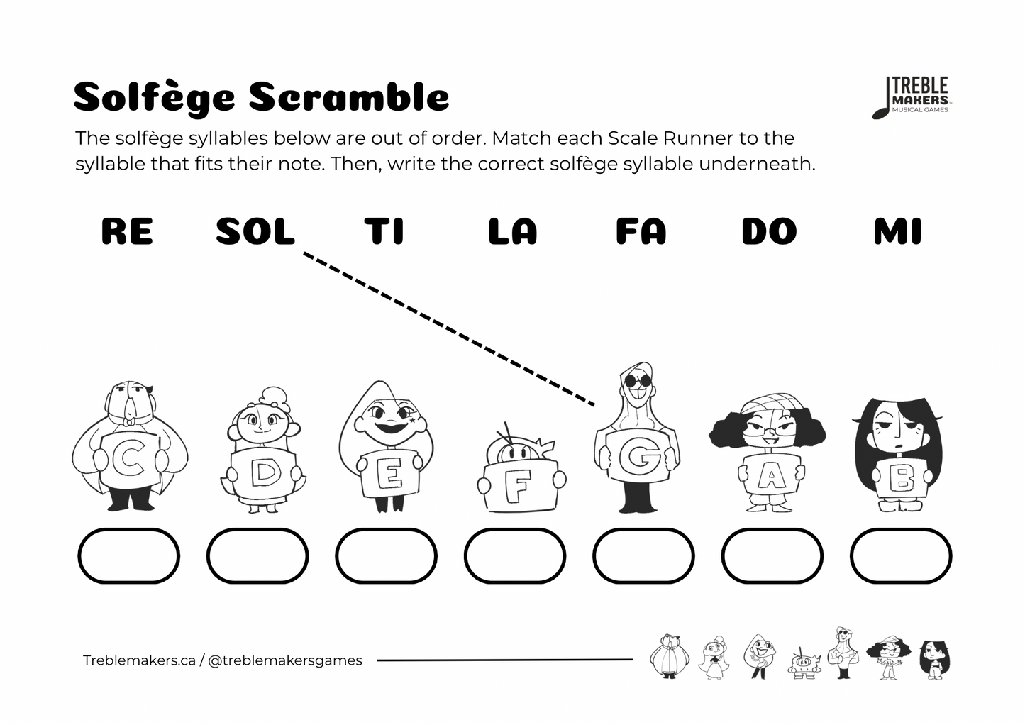 Solfège Scramble – Note & Syllable Matching Activity Sheets - Set 3