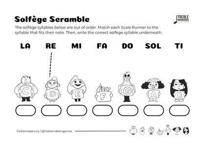 Solfège Scramble – Note & Syllable Matching Activity Sheets - Set 3
