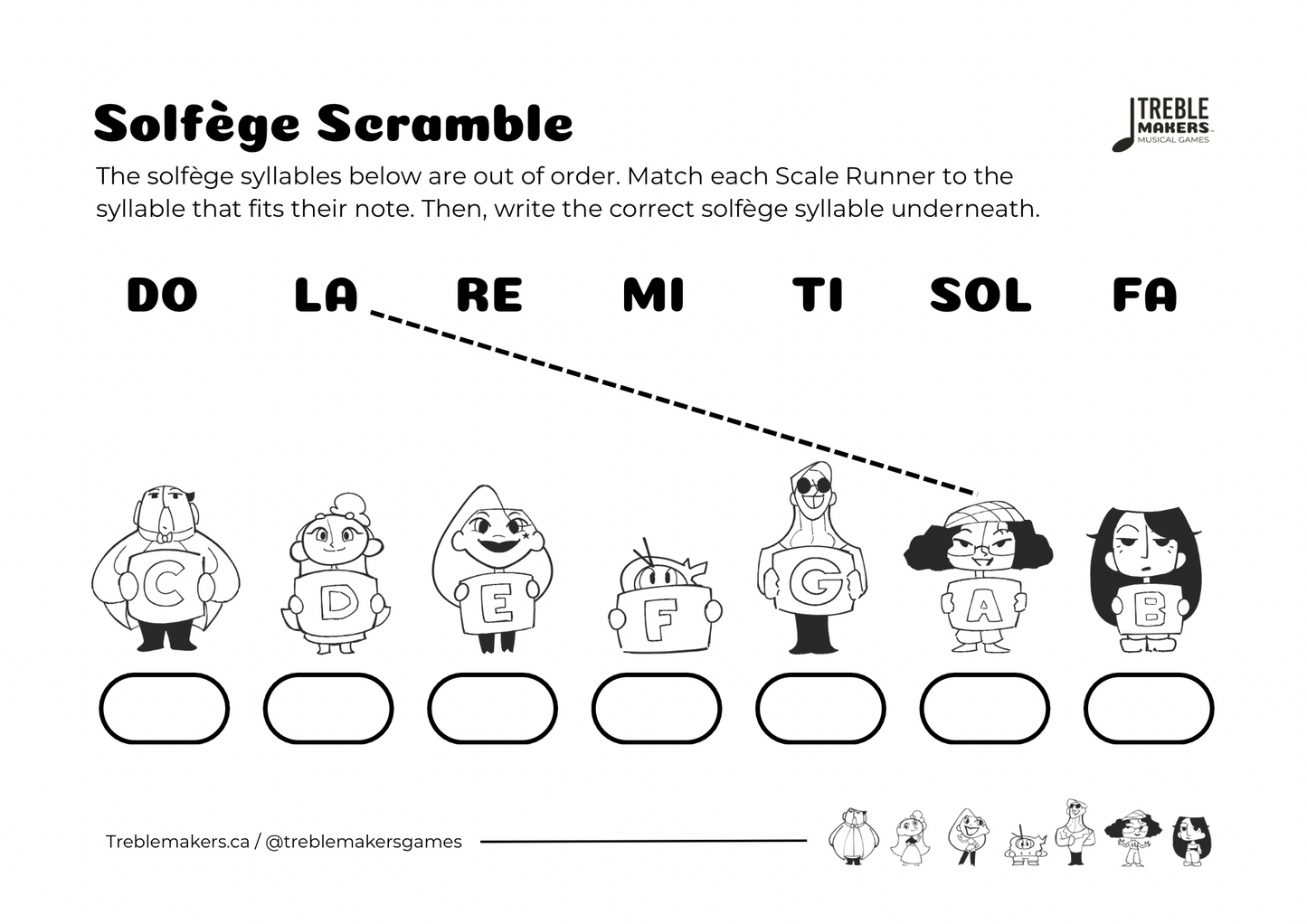 Solfège Scramble – Note & Syllable Matching Activity Sheets - Set 3
