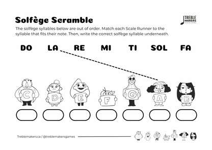 Solfège Scramble – Note & Syllable Matching Activity Sheets - Set 3