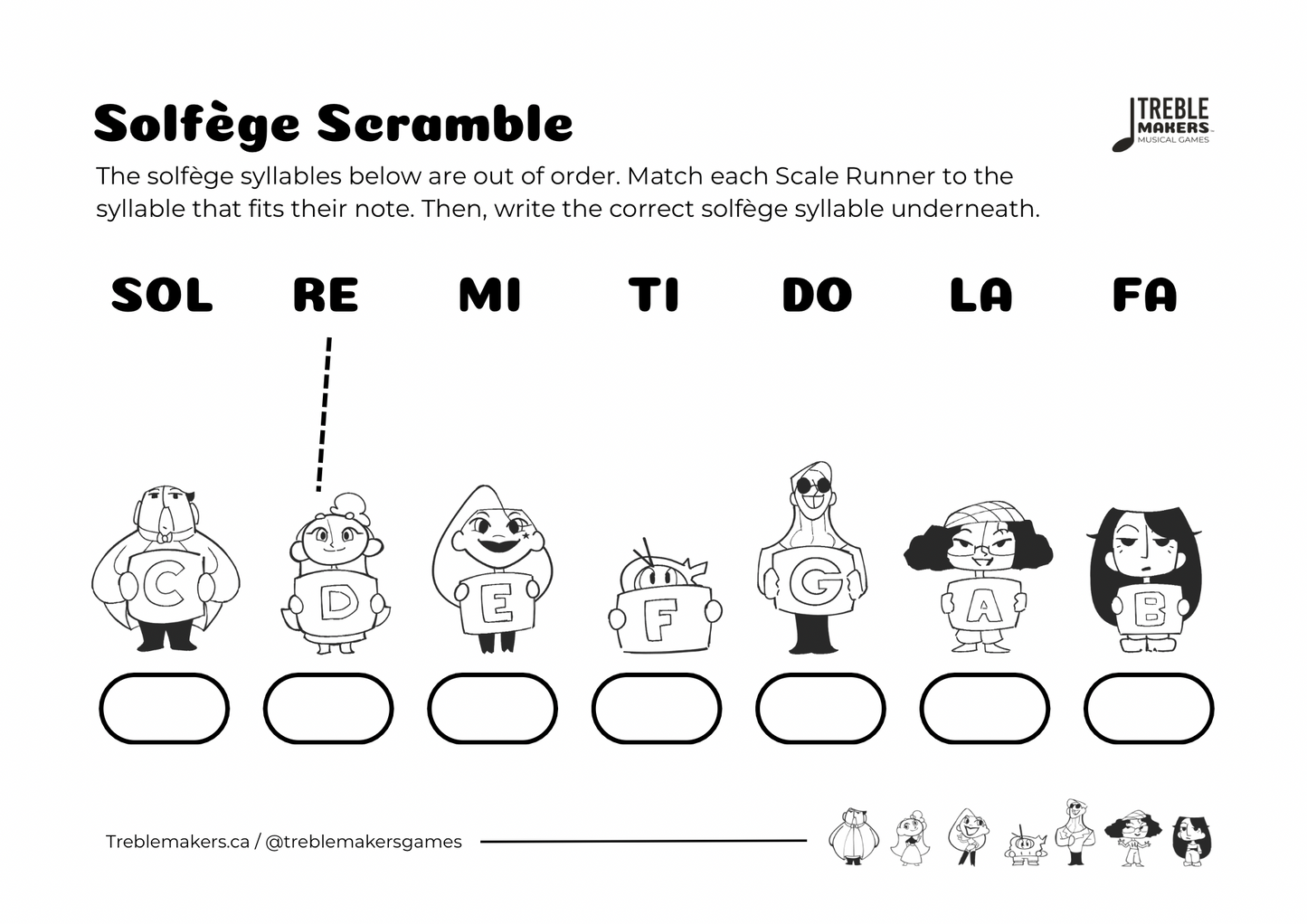 Solfège Scramble – Note & Syllable Matching Activity Sheets - Set 3