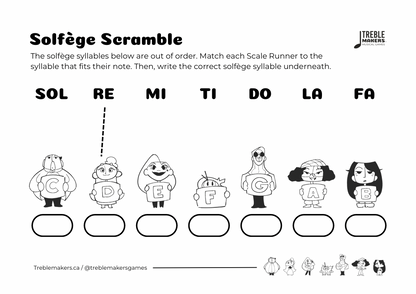 Solfège Scramble – Note & Syllable Matching Activity Sheets - Set 3