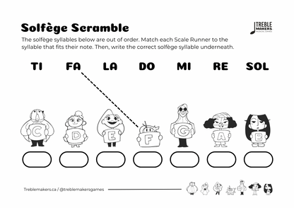 Solfège Scramble – Note & Syllable Matching Activity Sheets - Set 3