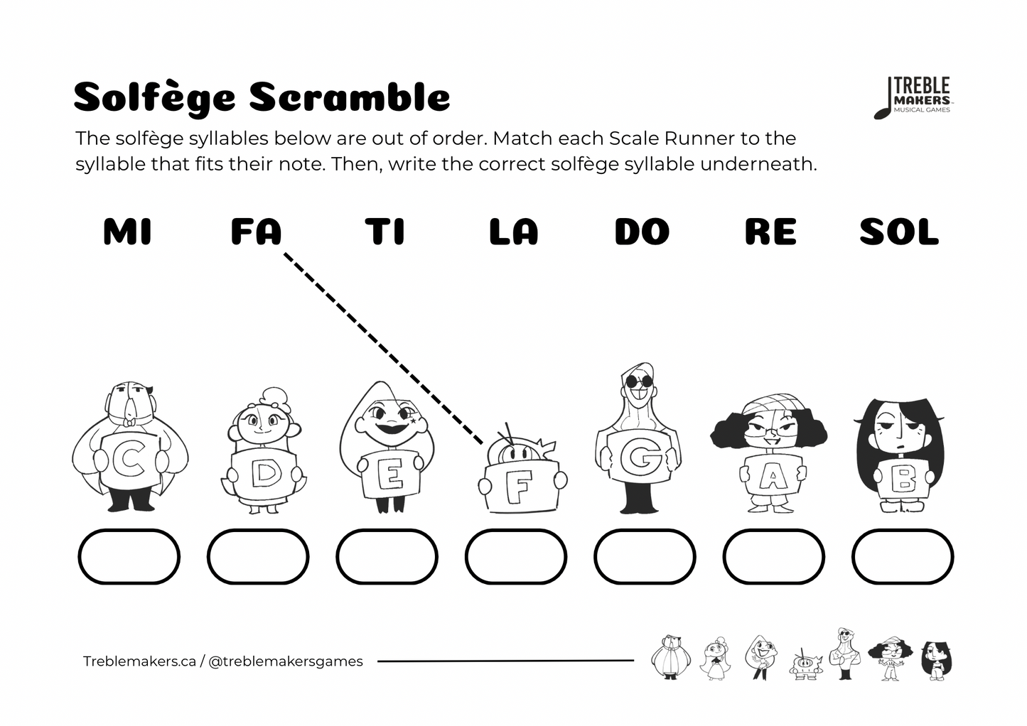 Solfège Scramble – Note & Syllable Matching Activity Sheets - Set 3