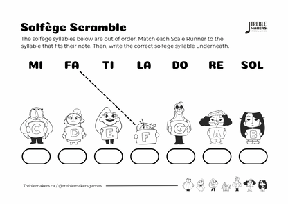 Solfège Scramble – Note & Syllable Matching Activity Sheets - Set 3