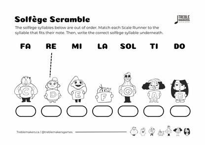 Solfège Scramble – Note & Syllable Matching Activity Sheets - Set 3