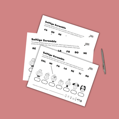Solfège Scramble – Note & Syllable Matching Activity Sheets - Set 1