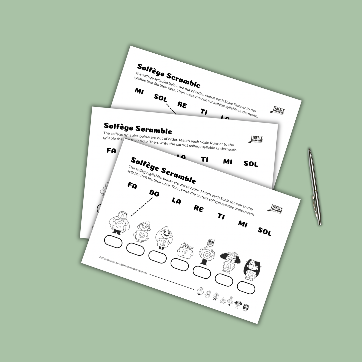 Solfège Scramble – Note & Syllable Matching Activity Sheets - Set 2