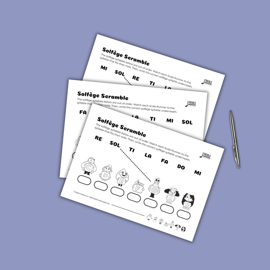 Solfège Scramble – Note & Syllable Matching Activity Sheets - Set 3