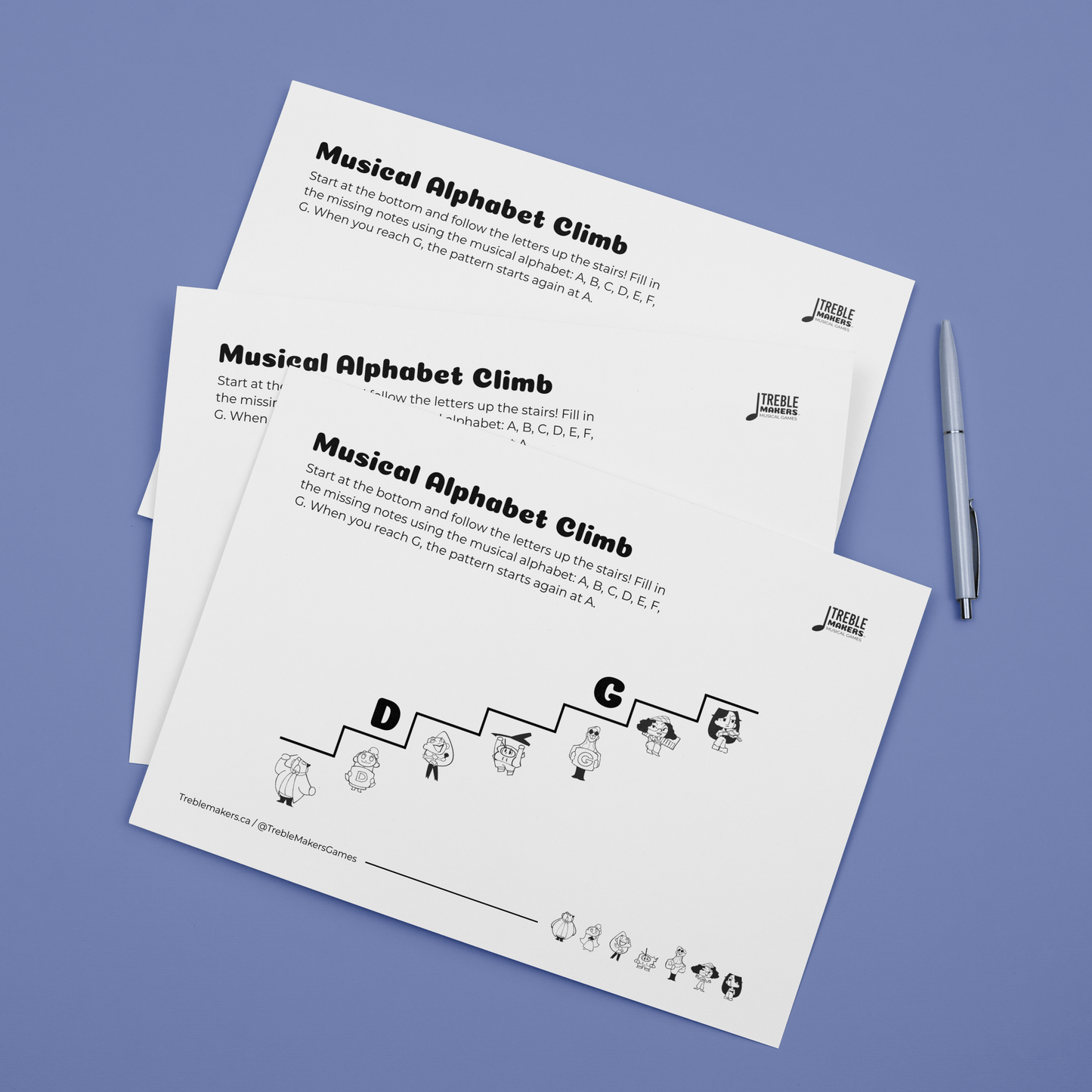 Music Alphabet Climb – Note Sequencing Activity Sheets - Set 2