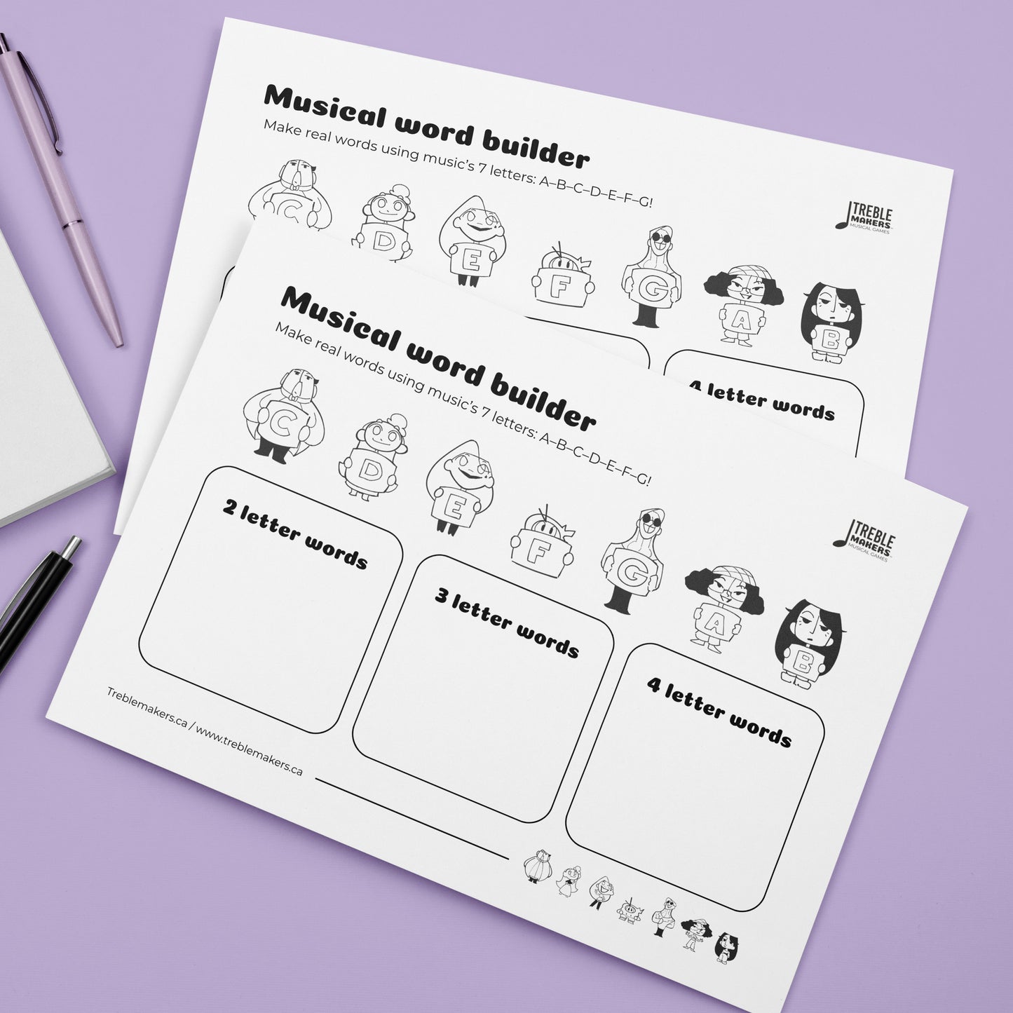 Musical Word Builder – Note-Based Spelling Activity Sheet